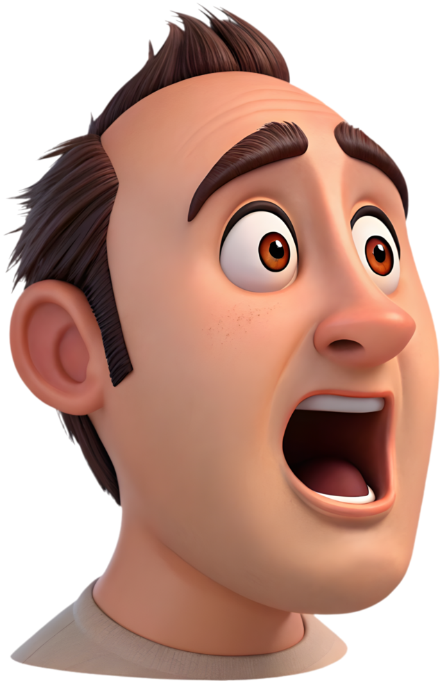 Stylish modern clipart with mans face emoji showing sadness. . png
