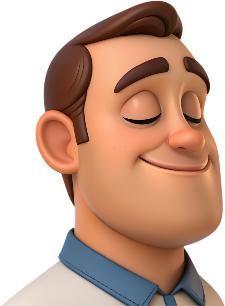 Detailed modern man emoji face with happy expression clipart. . png