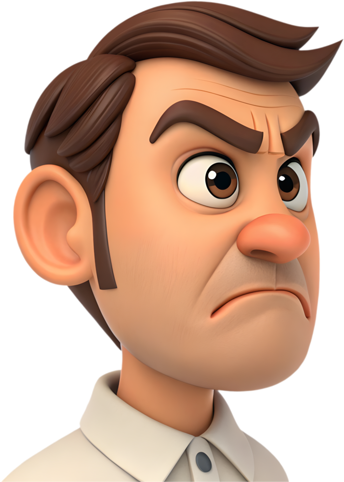 Versatile man face emoji clipart showcasing joyful facial expressions. . png
