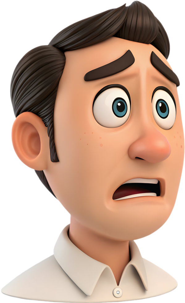 Man emoji face clipart expressing confidence and surprise emotions. . png