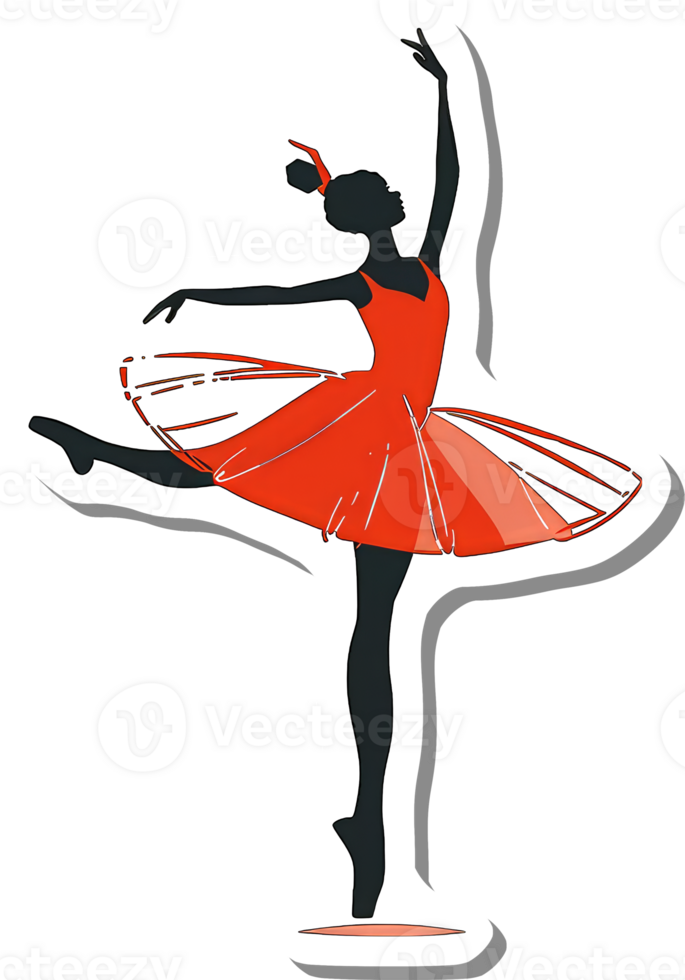A Ballerina in Red Gracefully Dances in a Pose png