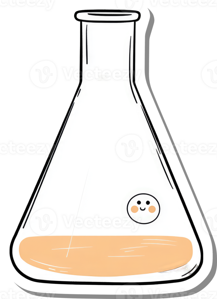 Cute Erlenmeyer Flask with Happy Face and Liquid png
