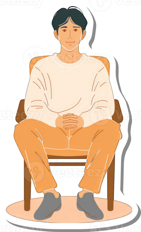Young Man Sitting Calmly in a Chair png
