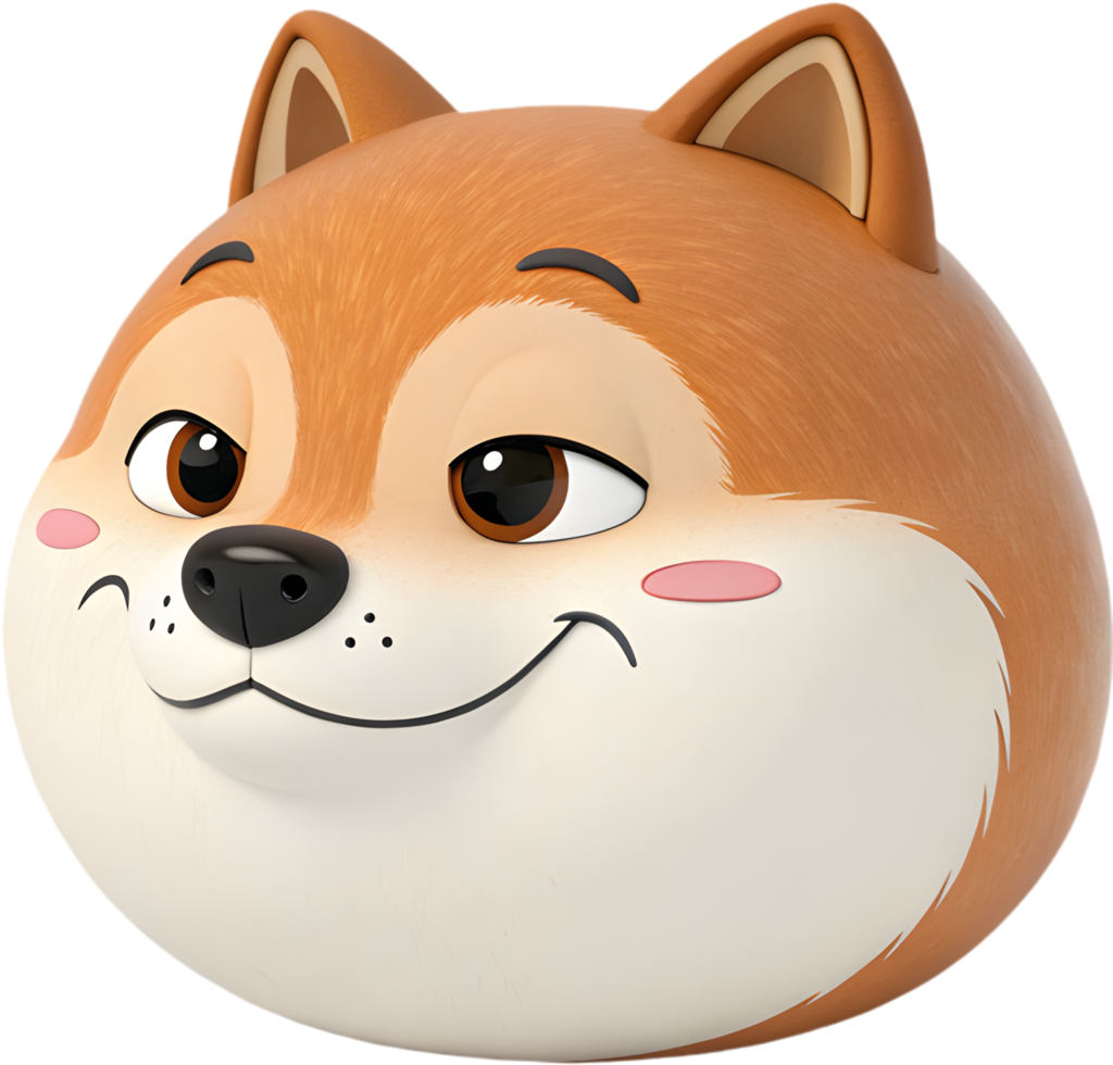 Friendly puppy emoji face with happy and loving smile. . png
