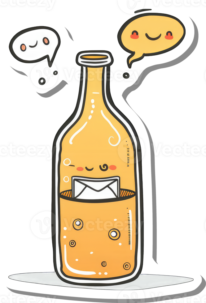 A Happy Bottle Contains A Secret Message Inside png