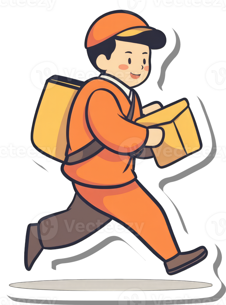 A Happy Delivery Person Running with Package png