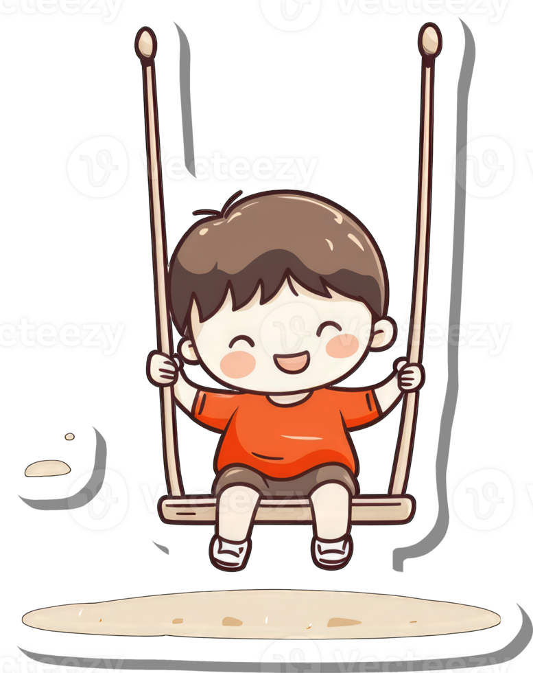 Happy Boy Enjoying a Swing at the Playground png