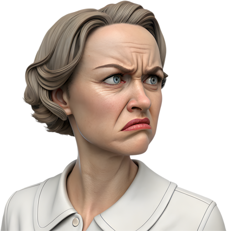 Modern professional woman face emoji for artistic designs. . png