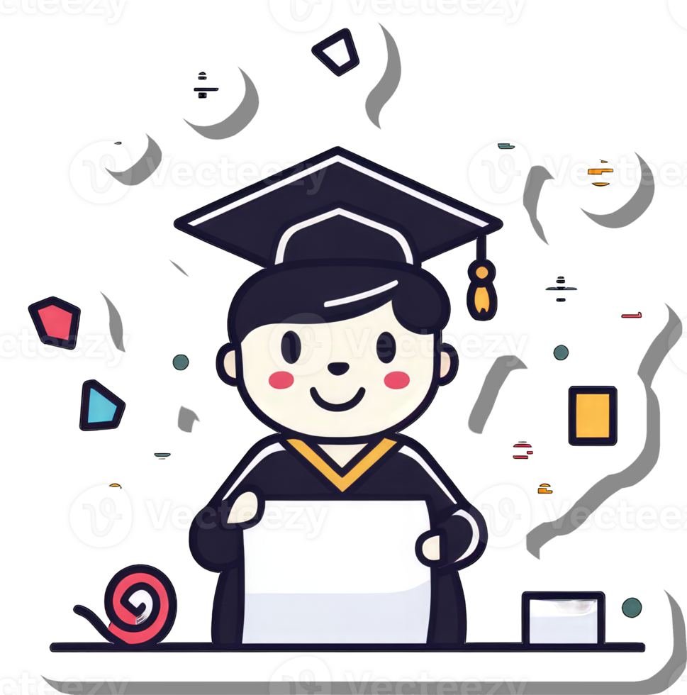 Happy Graduate Holding a Blank Certificate png