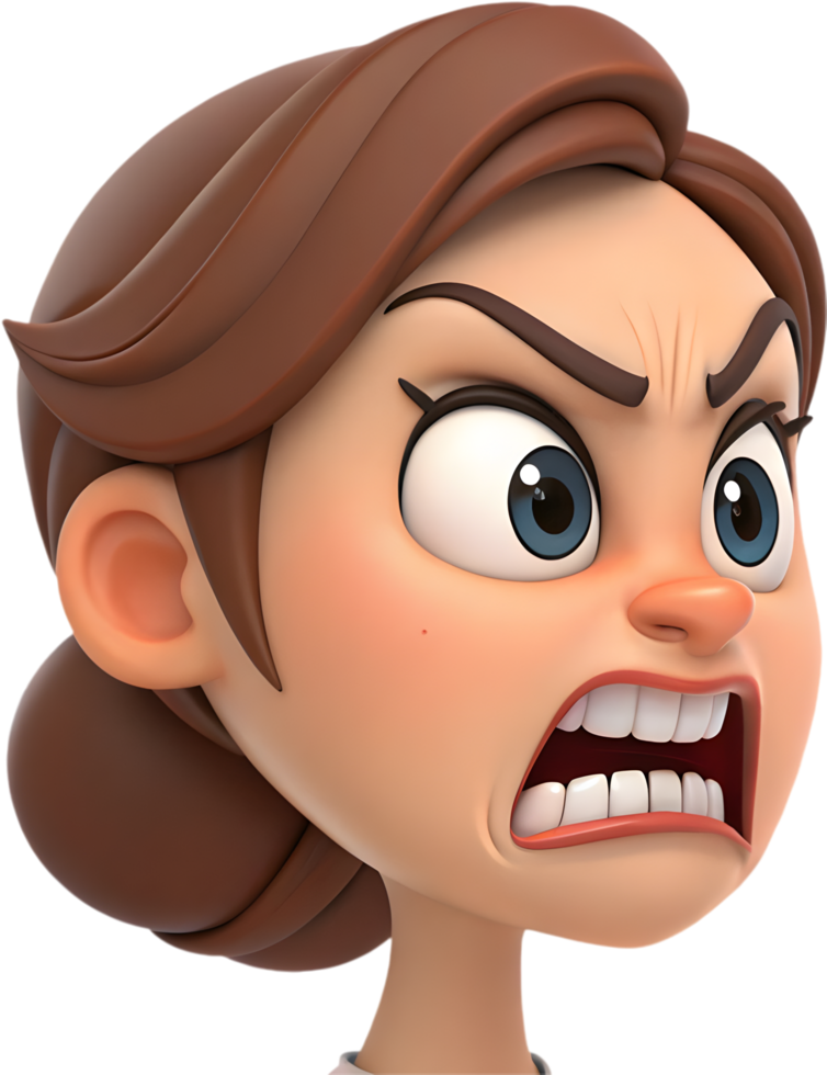 Stylish emotional woman face emoji for creative clipart. . png