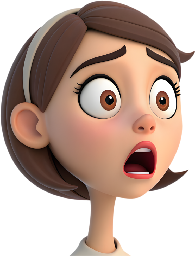 Cute female cartoon face emoji for expressive clipart. . png