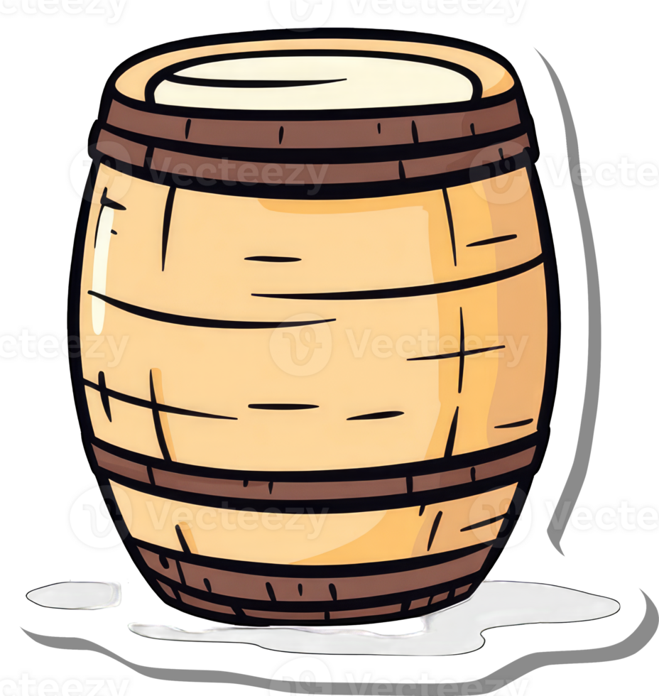 A Cartoon Wooden Barrel Filled With Creamy Substance png