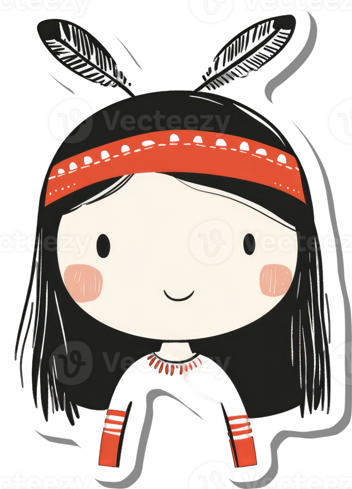 Native American Girl Cartoon Character Illustration png