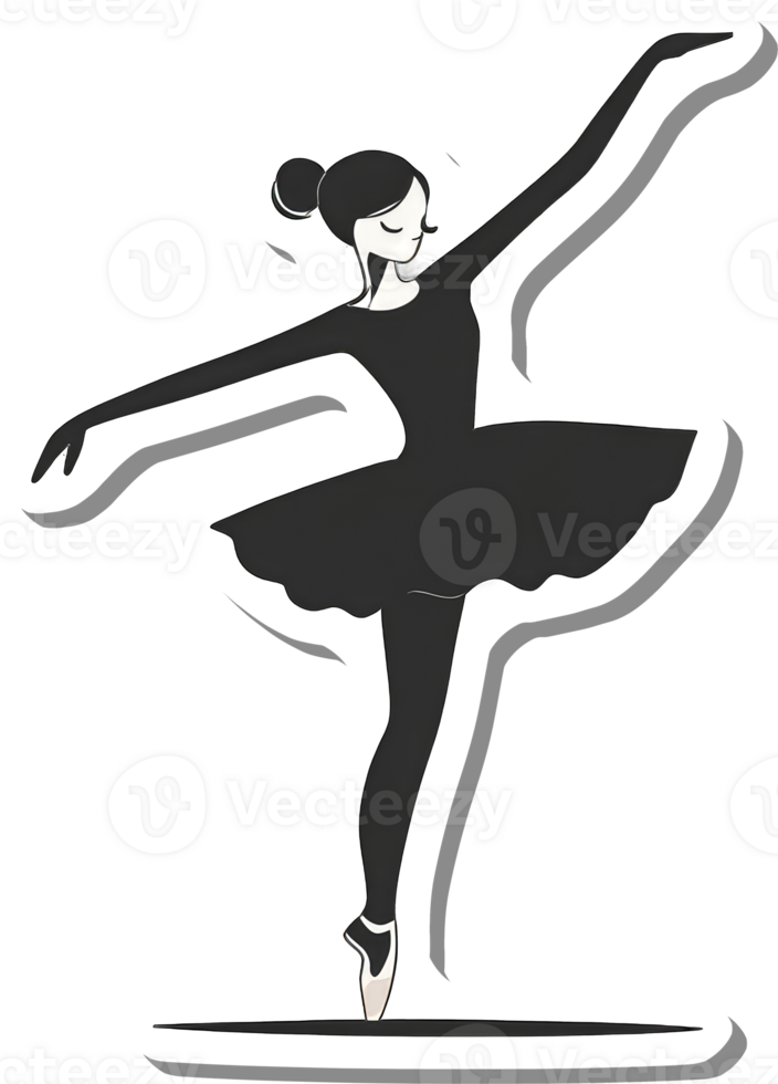 Ballerina gracefully performs a ballet pose in black attire png