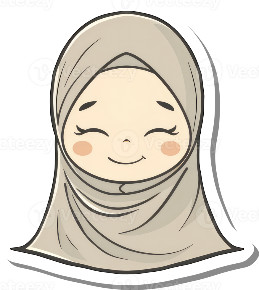 Happy Muslim Girl Wearing a Beige Hijab png