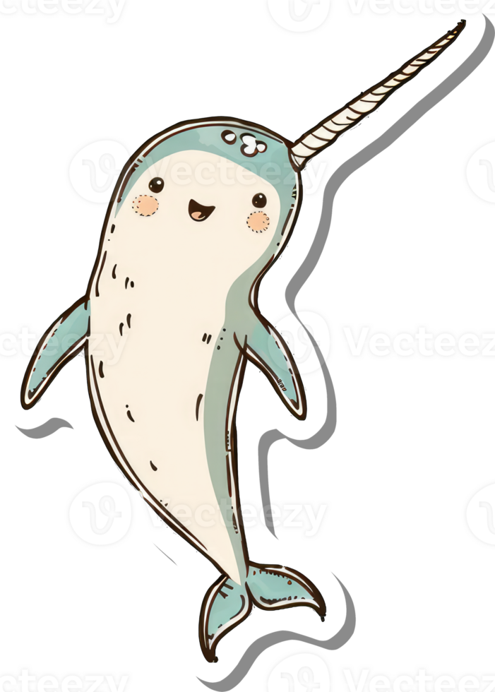 Adorable Cartoon Narwhal Smiling Cheerfully png