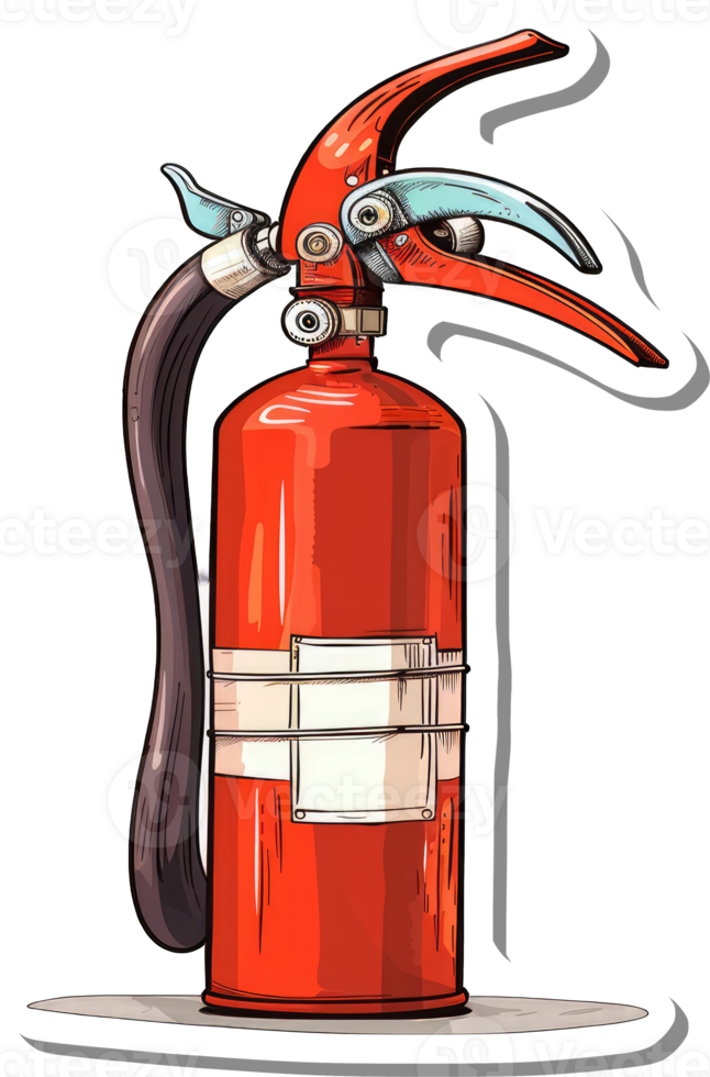 Red Fire Extinguisher with Unique Nozzle Design png