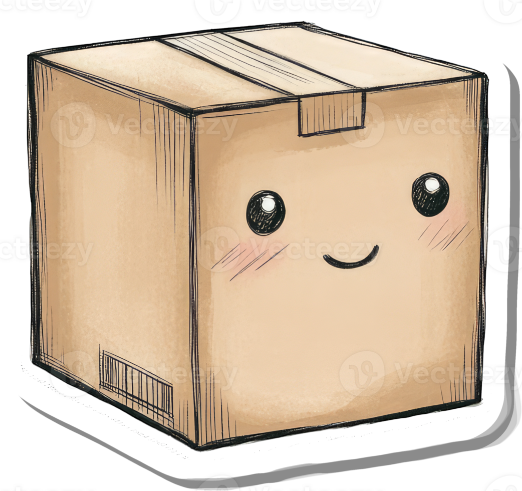 A Happy Cardboard Box Smiling Cheerfully png
