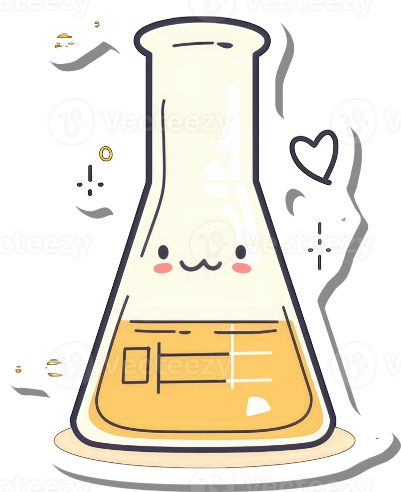 Adorable Cartoon Erlenmeyer Flask Filled With Yellow Liquid png