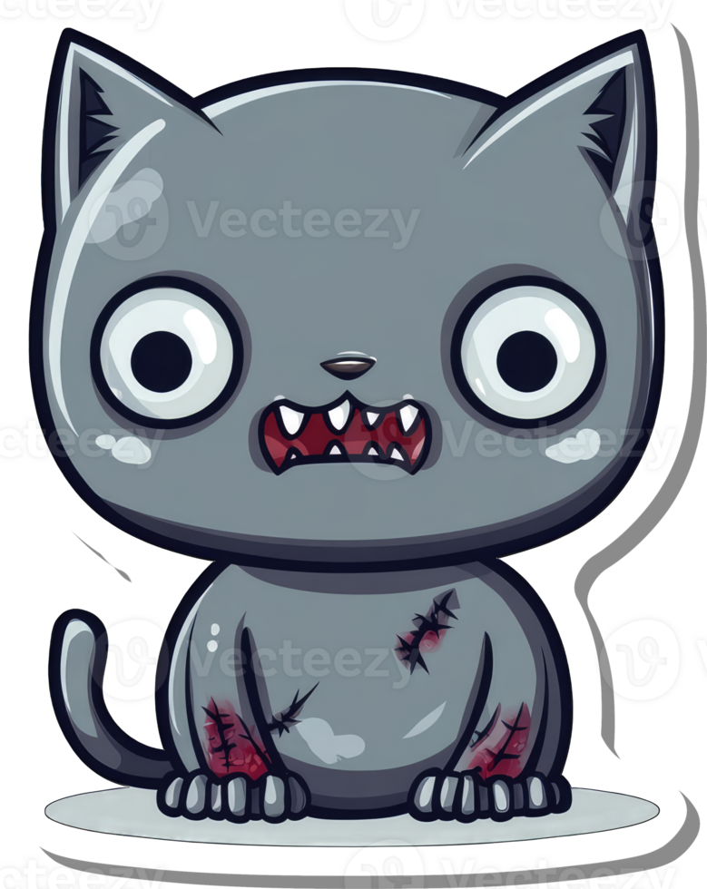 A Cute Wounded Grey Kitten Cartoon Illustration png