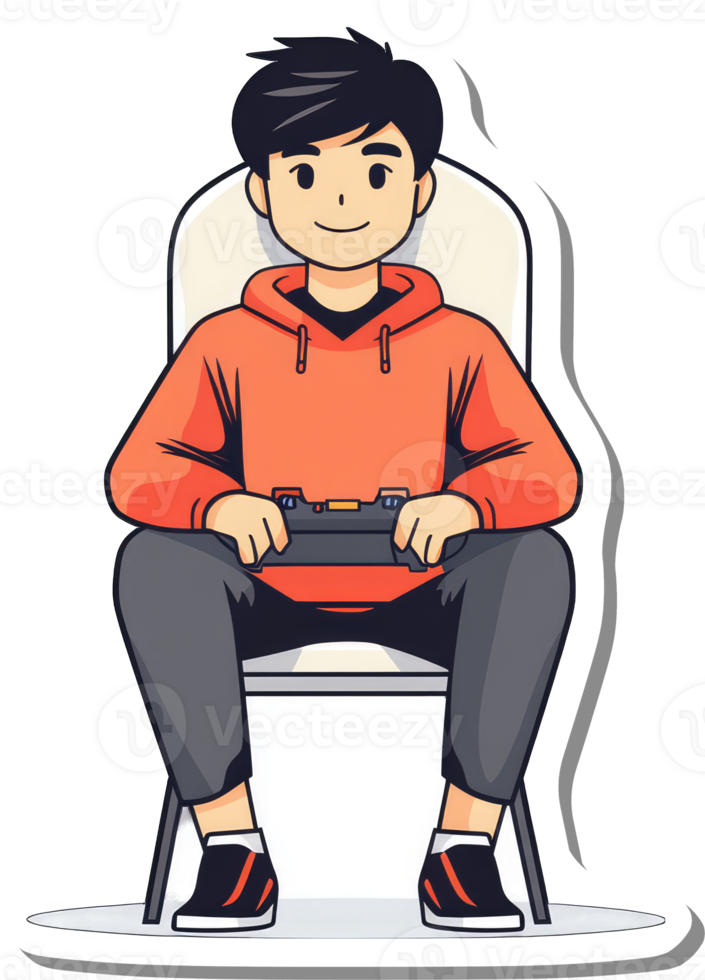 Young Man Playing Games While Sitting png