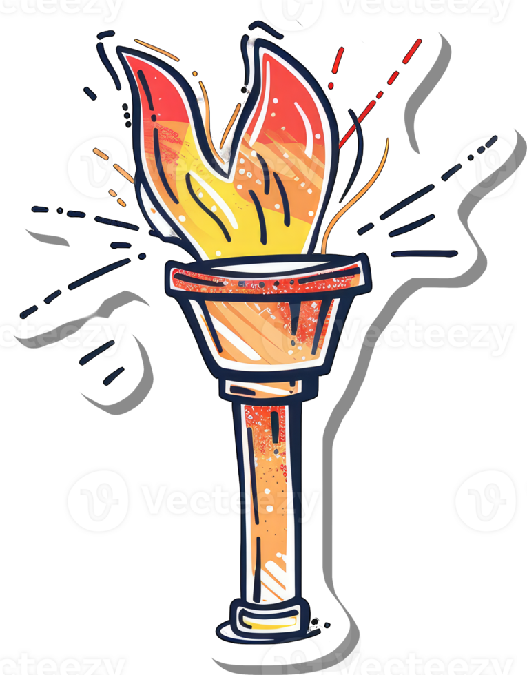 A vibrant stylized illustration of a flaming torch png