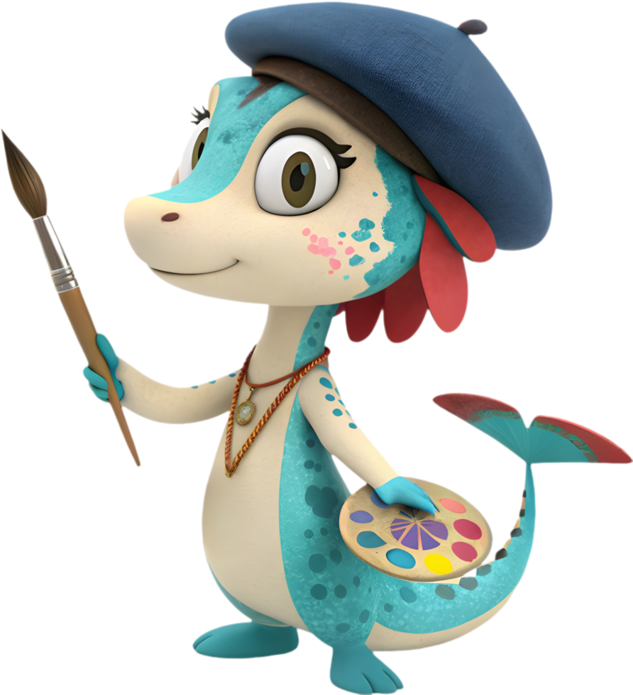 Cute cartoon dinosaur illustration capturing vibrant and colorful styles. . png