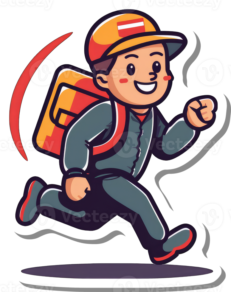Happy Delivery Boy Running Fast With Package png