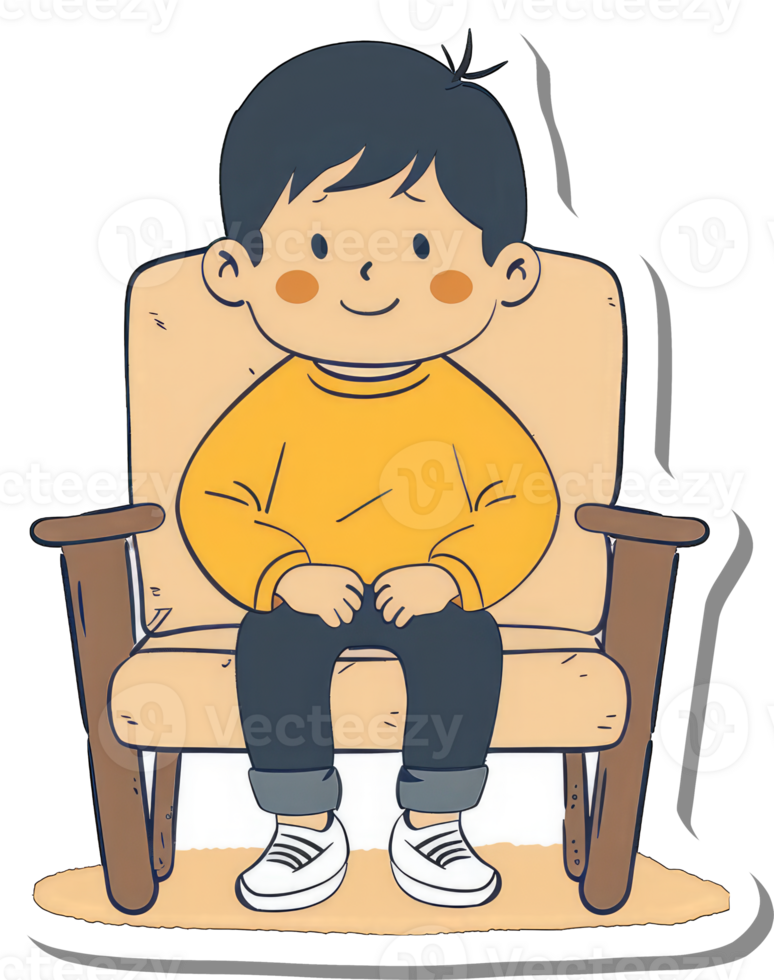 A Boy Sitting Calmly in a Comfortable Chair png