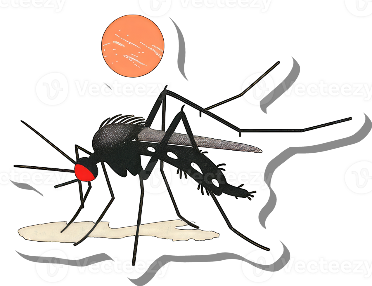 An illustration depicts a mosquito feeding on blood png