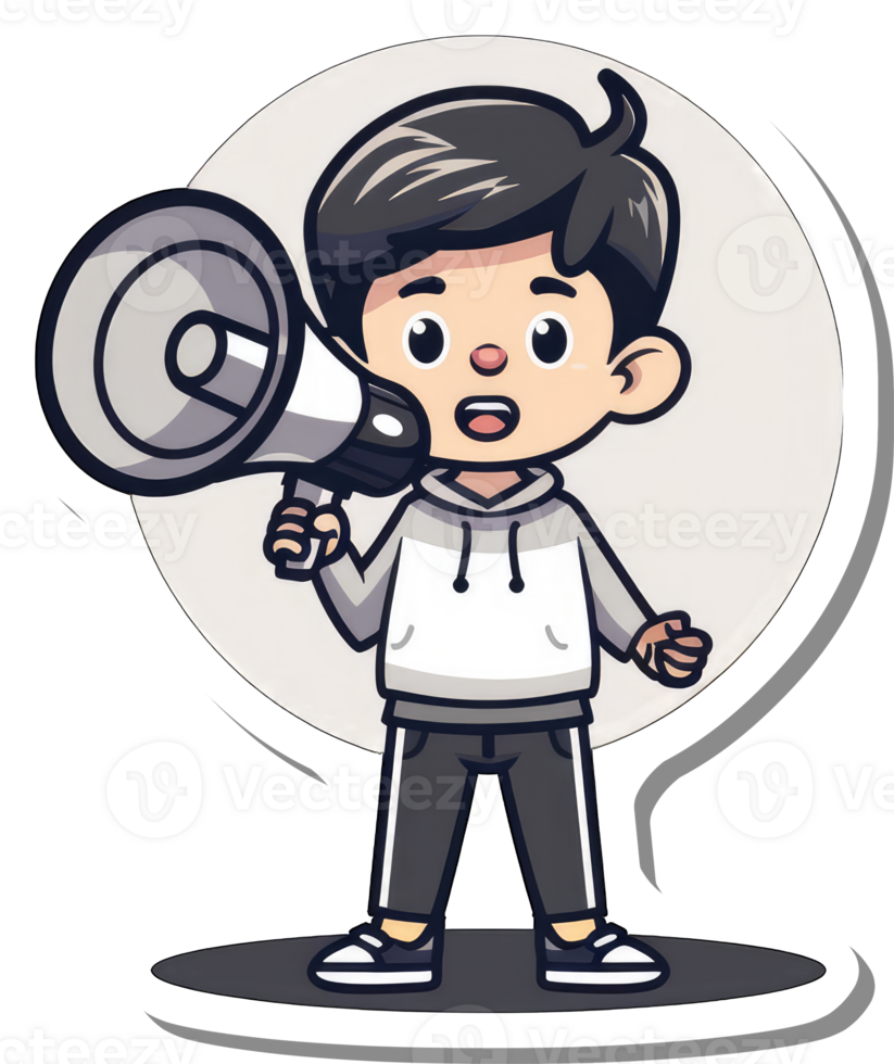 Boy Announcing News Using A Megaphone png
