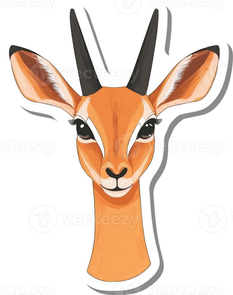 An Illustrated Headshot of a Cute Impala Antelope png