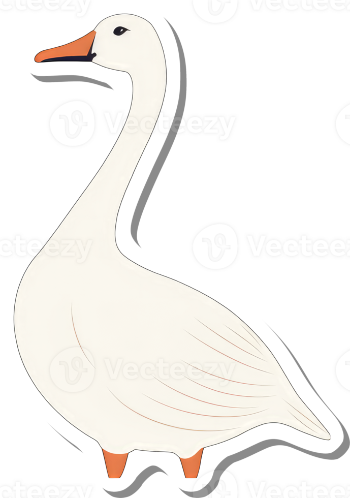 A White Goose Standing Profile View Illustration png