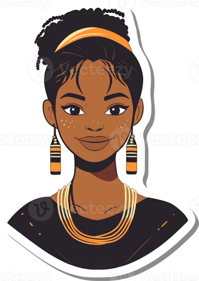 Portrait of a Young Black Woman with Traditional Adornments png