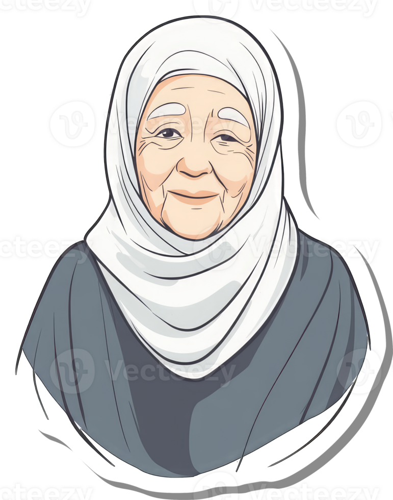 Smiling Elderly Woman Wearing A White Hijab png