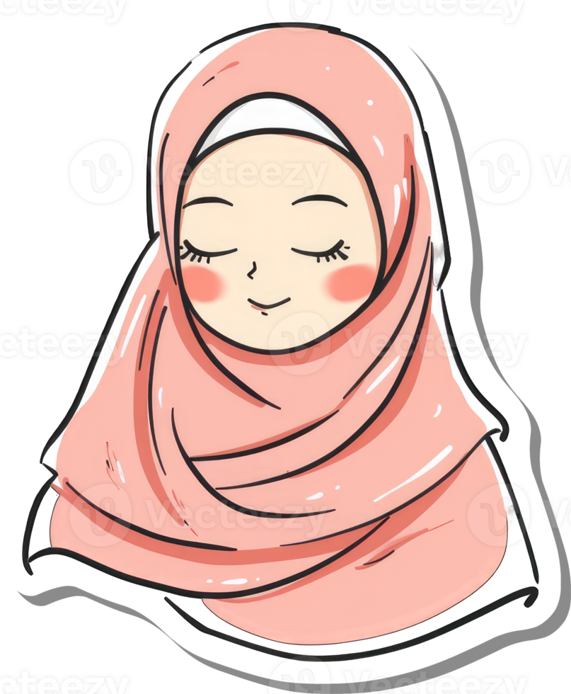A Cute Girl Wearing a Pink Hijab png