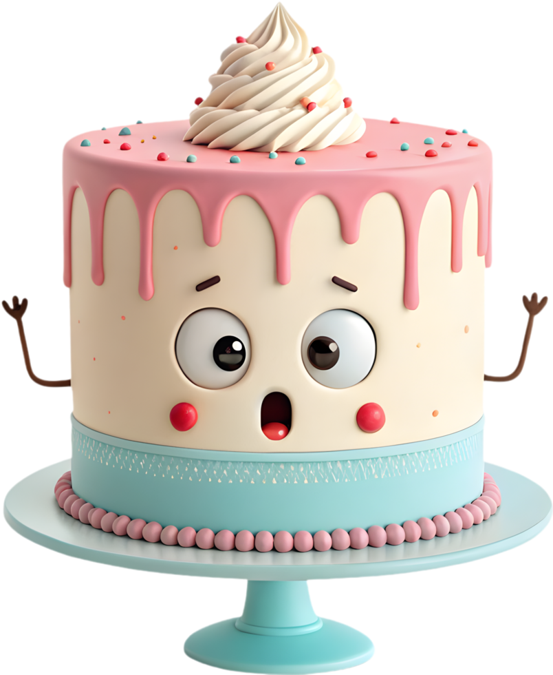 Joyful cake cartoon for party themes and festive event design clipart. . png