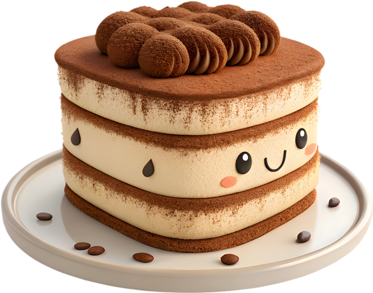 Cute and festive cake cartoon clipart with joyful pose for event decoration. . png