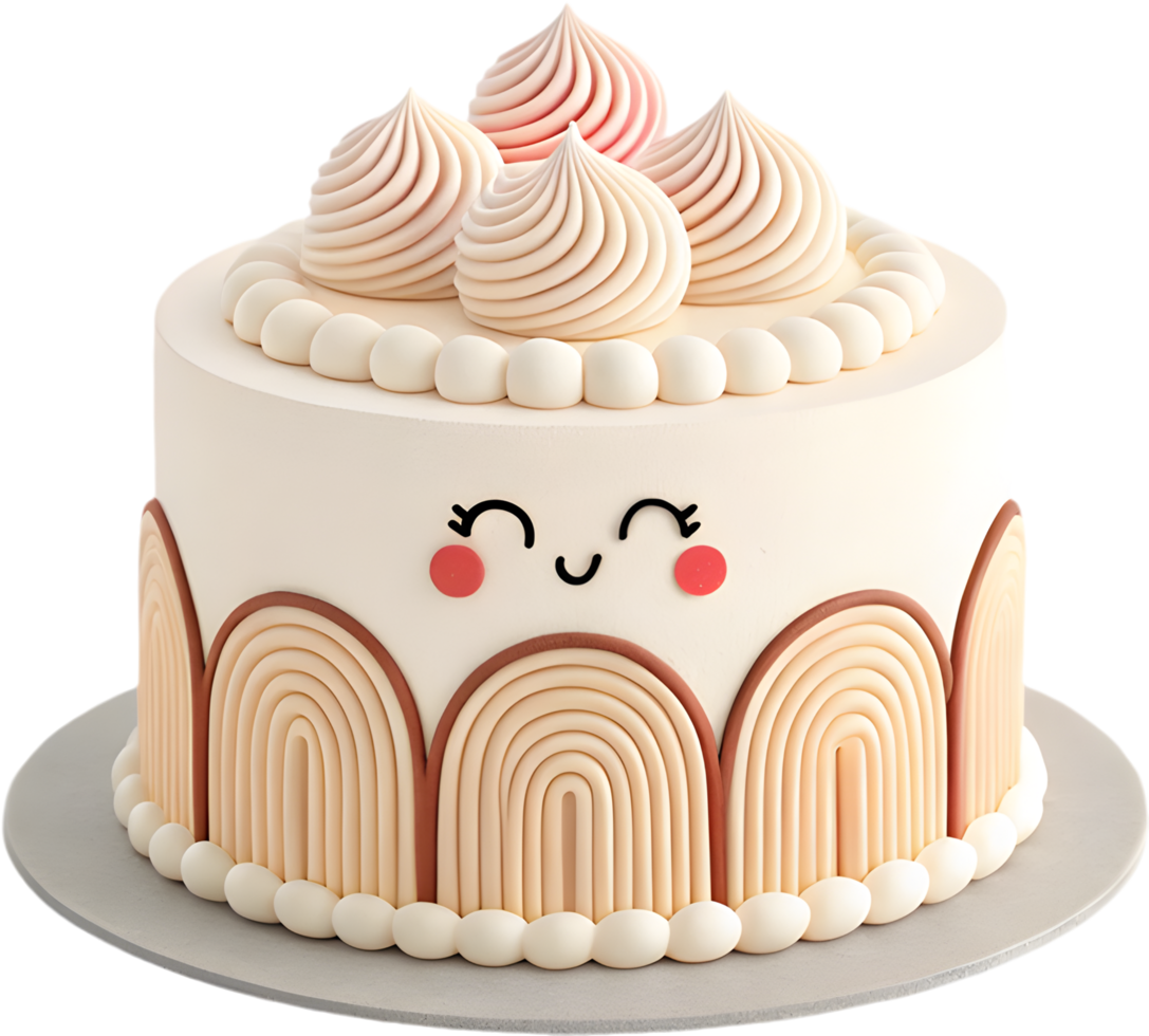 Playful cake cartoon for birthday party decoration with joyful pose clipart. . png