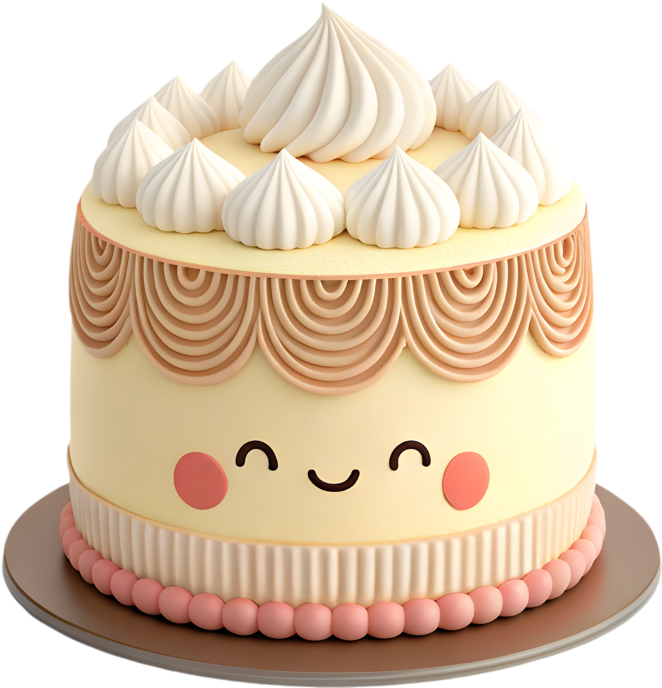 Joyful cake cartoon character pose for birthday and event decoration clipart. . png