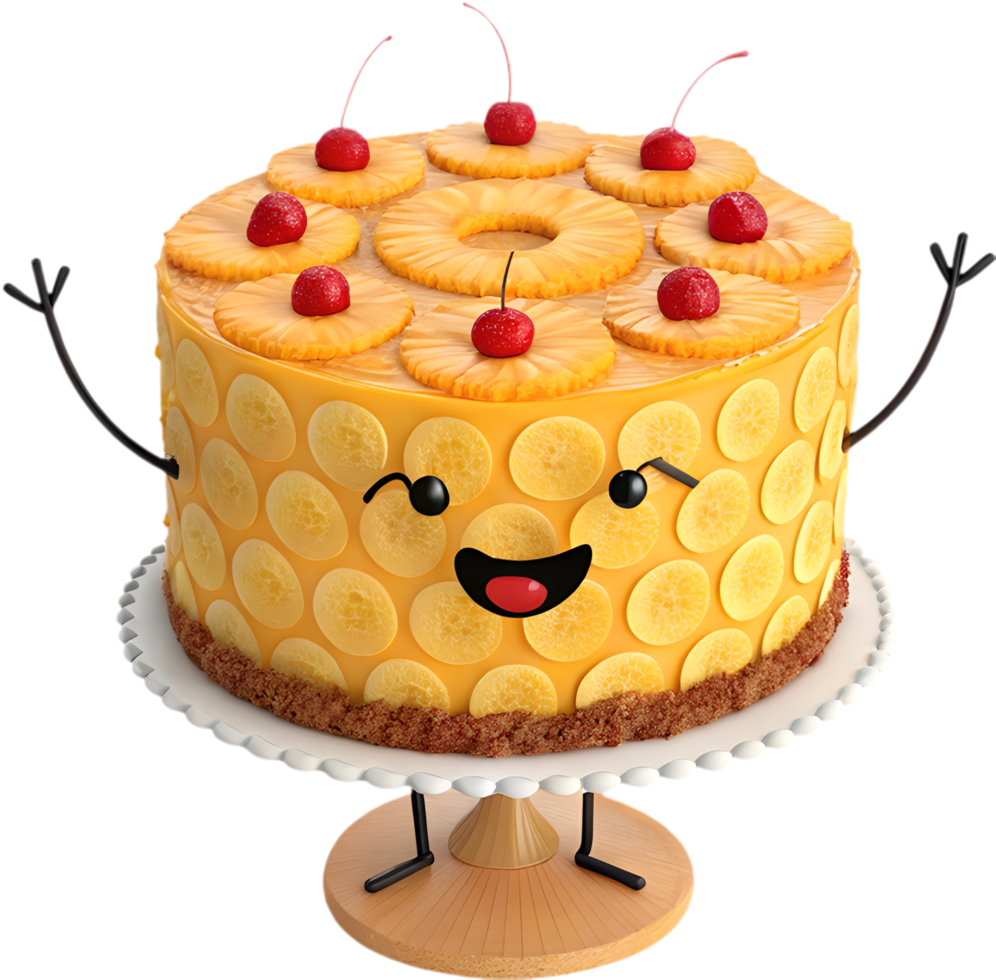 Cute and happy cake cartoon clipart for birthday party and festive event. . png