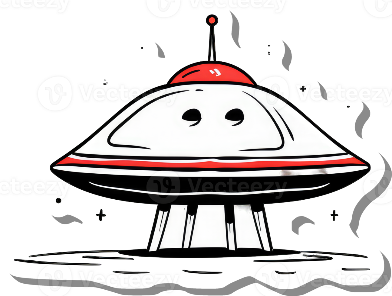 Cartoon illustration of a classic flying saucer spaceship png