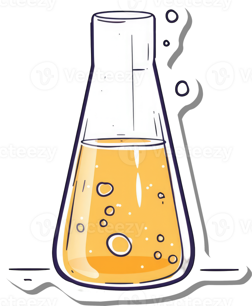 A Glass Erlenmeyer Flask Contains Yellow Liquid png