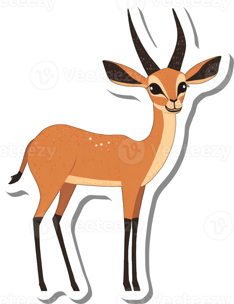 An Illustrated Adorable Dik Dik Antelope Stands png