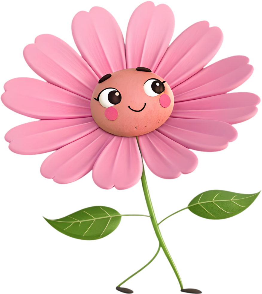 Cheerful and fun cartoon flower design for playful and bright clipart illustrations. . png