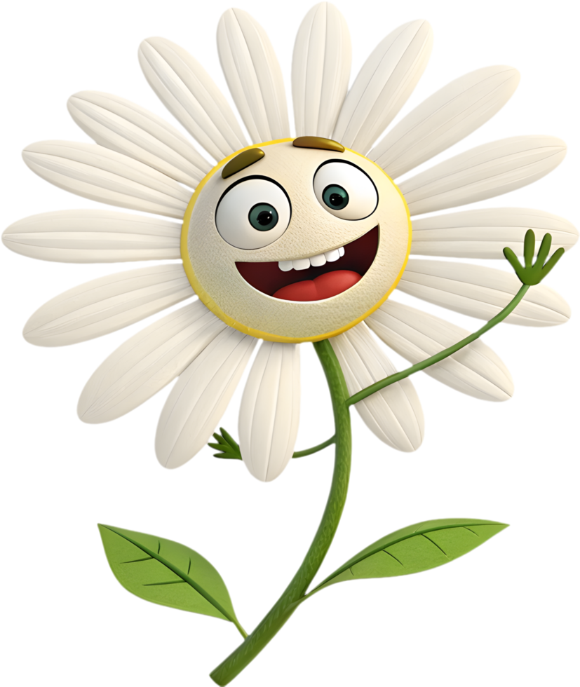 Fun and cute cartoon flower design with vibrant colors for cheerful clipart. . png