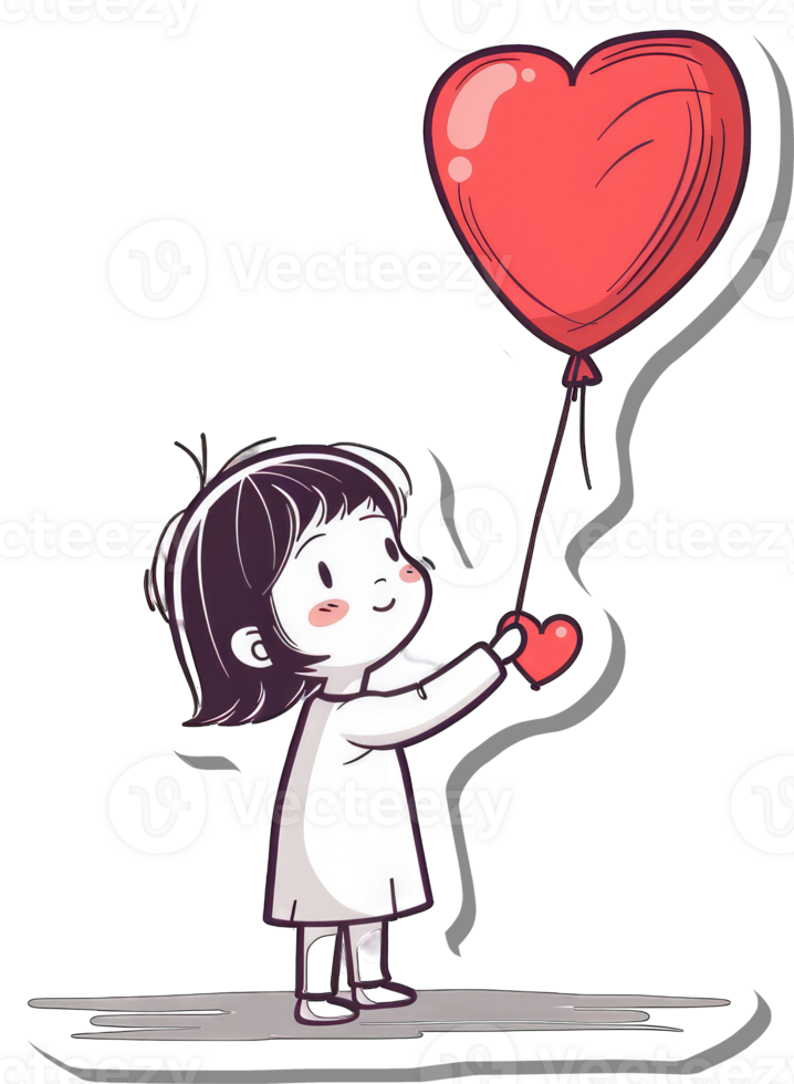 Little Girl Holding Heart Shaped Balloon png