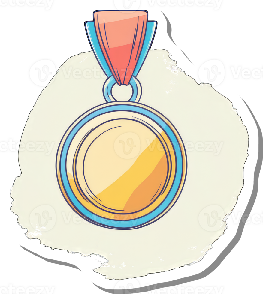 A Gold Medal with a Peach Ribbon on a Cream Background png