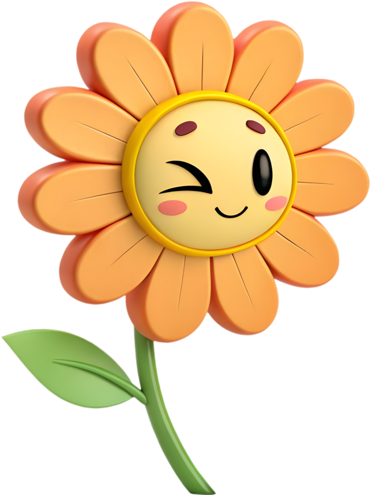 Bright and fun cartoon flower design with playful petals for event decoration. . png