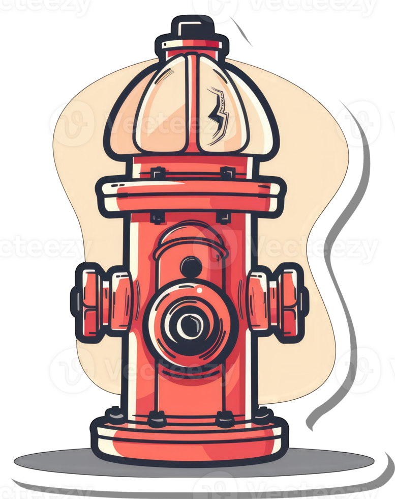 A Red Fire Hydrant Sticker Illustration Design png